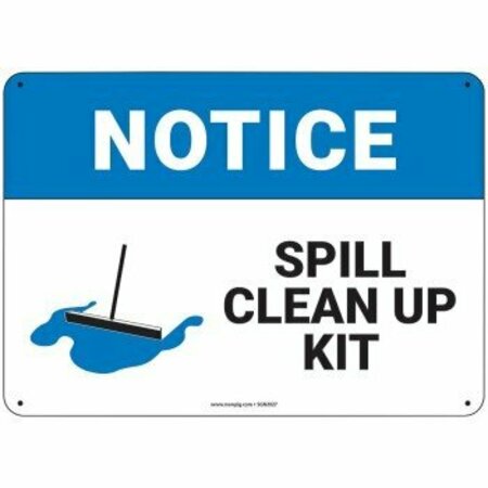 PIG PIG Notice Spill Clean Up Kit Sign 14" x 10" Plastic 14" L x 10" H SGN2027-10X14-PLS